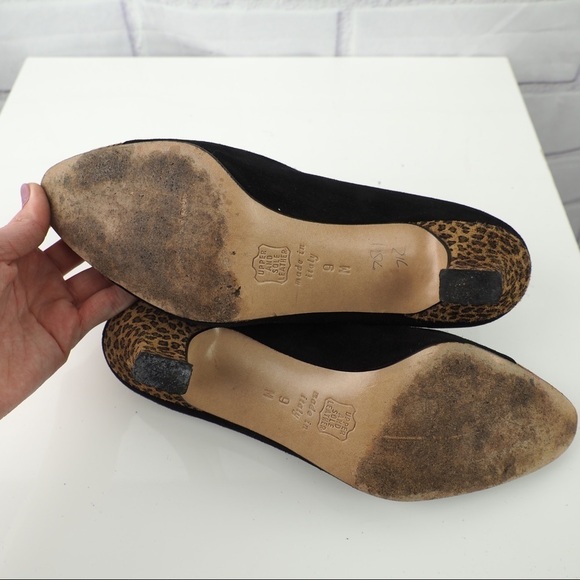 Saks Fifth Avenue sz 9 black leopard suede pumps - Picture 9 of 16